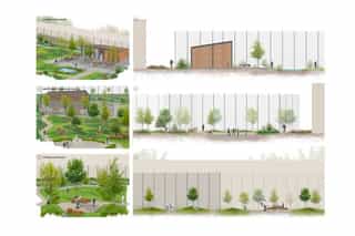 An image with 6 visual plans for the Restorative Prison Landscapes