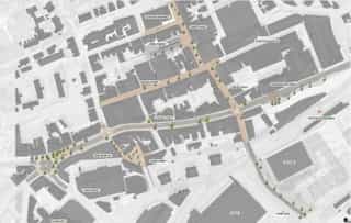 Masterplan of Altrincham showing the proposed public realm works.