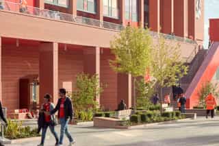 A photo of fans walking on the new paving outside Anfield Stadium