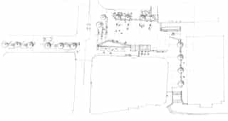 HAnd sketched masterplan of Sadler's Yard.