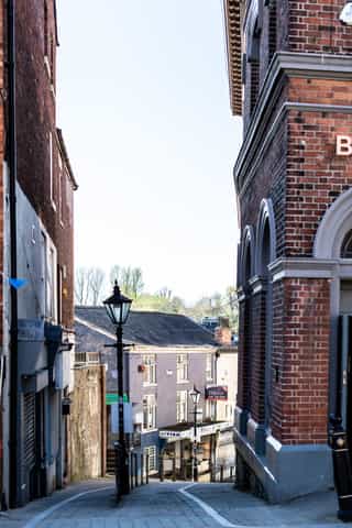 An image looking down a street in Stockport City Centre