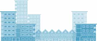 A graphic illustration of houses and apartments from 'Sheffield City Centre Priority Neighbourhood Framework'