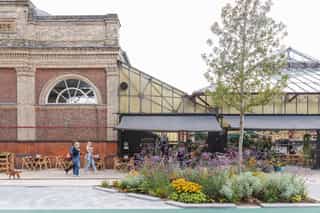 Sustainable Urban Drainage bio-diverse planting outside Altrincham Town Centre Market Hall