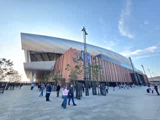 An image of fans outside the Everton Stadium