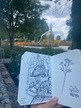 An image of sketches in a sketchbook